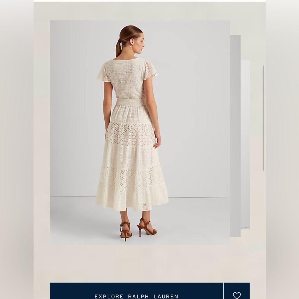 Ralph Lauren White Eyelet Midi Dress - Picture 3 of 15